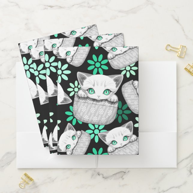Cat Cute and Playful peaking from a Pocket Pocket Folder (In Situ)