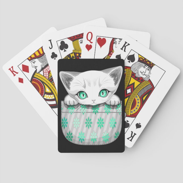 Cat Cute and Playful peaking from a Pocket Poker Cards (Back)