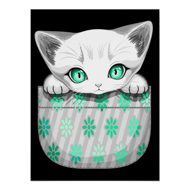 Cat Cute and Playful peaking from a Pocket Poster (Front)