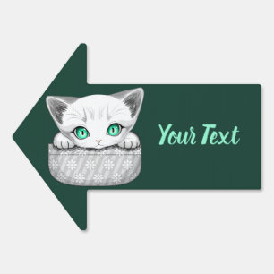 Cat Cute and Playful peaking from a Pocket Sign