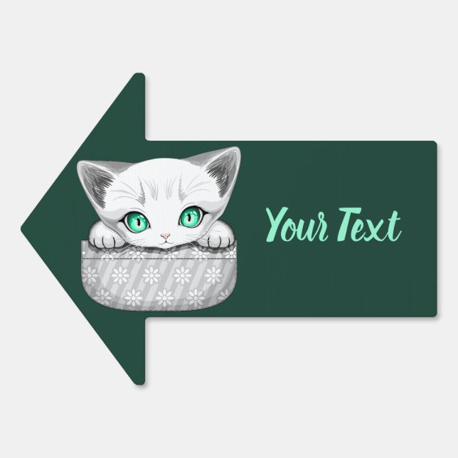 Cat Cute and Playful peaking from a Pocket Sign (Front)