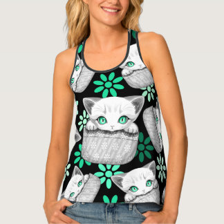 Cat Cute and Playful peaking from a Pocket Tank Top