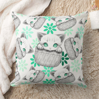Cat Cute and Playful peaking from a Pocket Throw Pillow