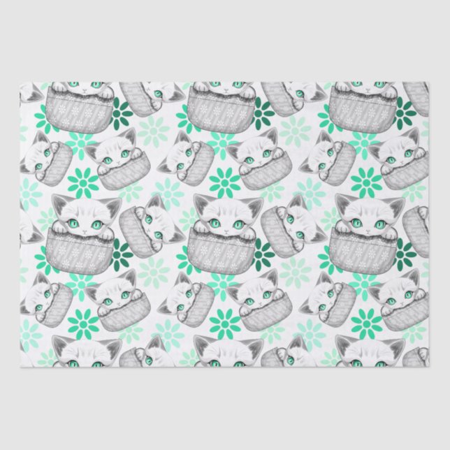 Cat Cute and Playful peaking from a Pocket Tissue Paper (Front)