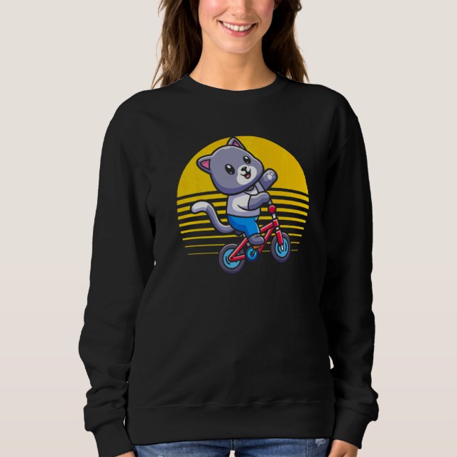 Cat Cute BMX Bike Boys Girls Bicycle Sweatshirt (Front)
