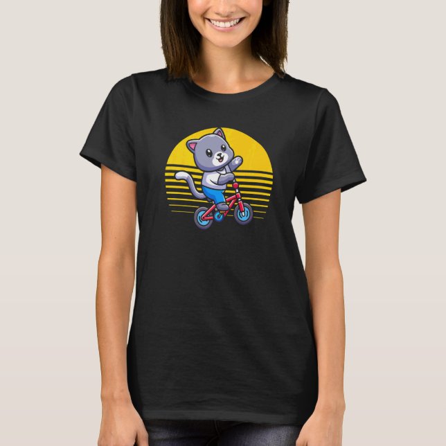 Cat Cute BMX Bike Boys Girls Bicycle T-Shirt (Front)