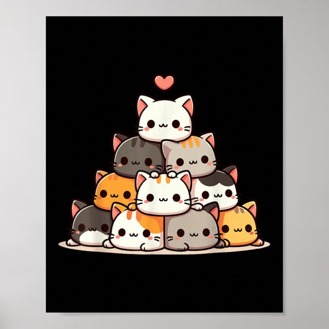 Cat Cute Cats Anime Kawaii Neko  Poster (Front)