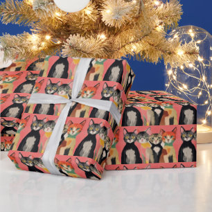 CAT CUTE CATS CHRISTMAS WRAPPING PAPER
