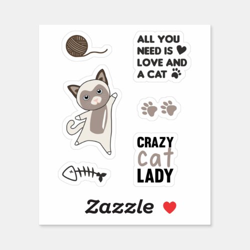 Cat Cute Cats Sticker Set Sayings Paws