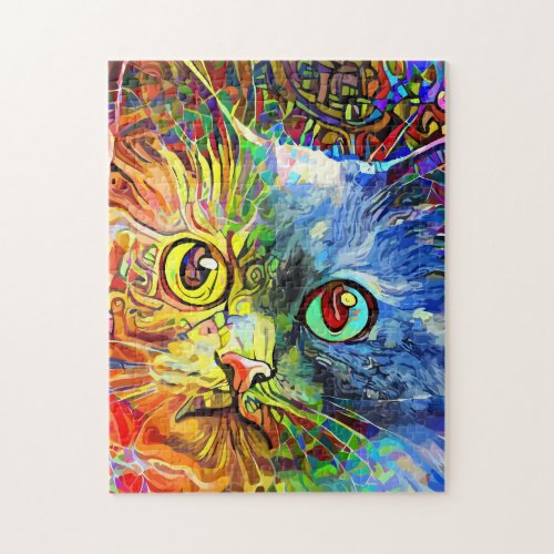cat cute colors abstract paint art jigsaw puzzle
