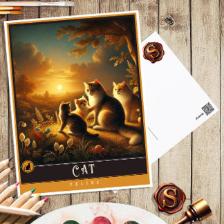 Cat | Cute Family Vintage Animal Postcard