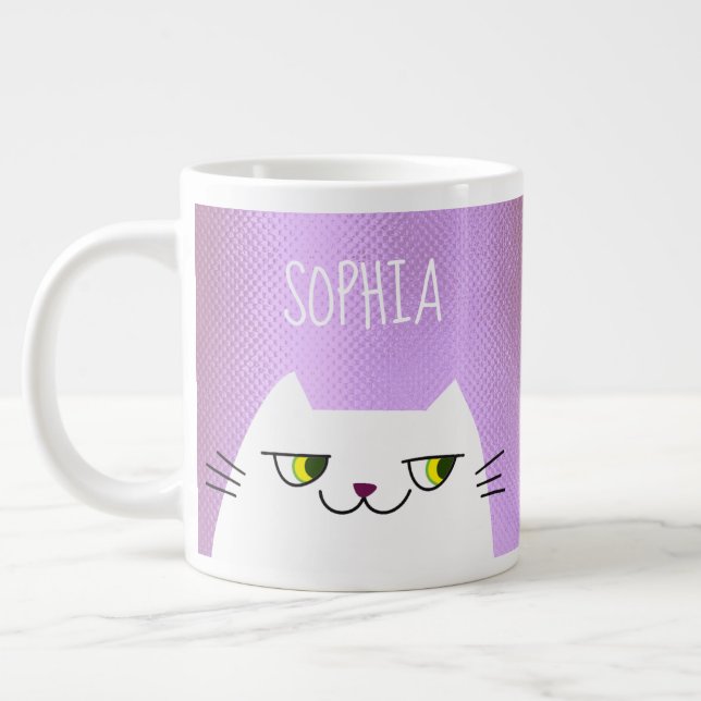 Cat Cute Kawaii Pink Giant Coffee Mug (Left)