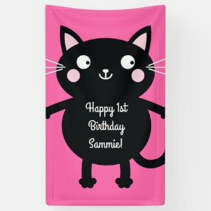 Cat Cute Kitty Colorful 1st Birthday Party Theme Banner