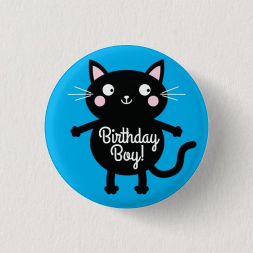 Cat Cute Kitty Colorful 1st Birthday Party Theme Button