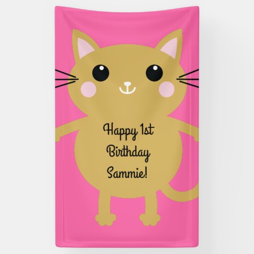 Cat Cute Kitty Kids Birthday Party Theme Banner