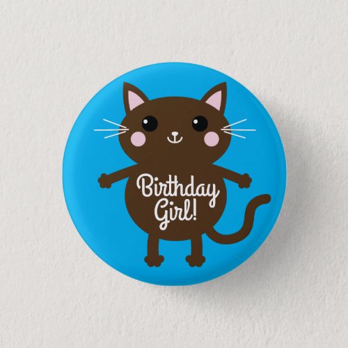 Cat Cute Kitty Kids Birthday Party Theme Button