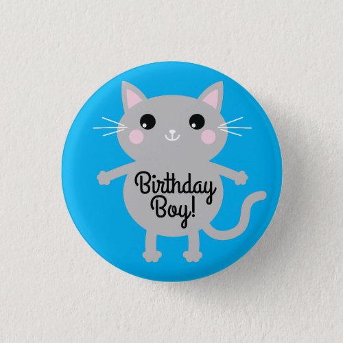 Cat Cute Kitty Kids Birthday Party Theme Button