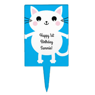 Cat Cute Kitty Kid's Birthday Party Theme Cake Topper