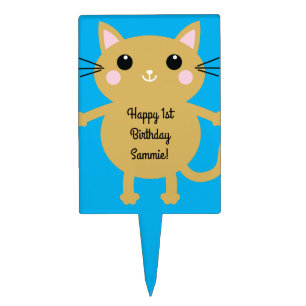 Cat Cute Kitty Kid's Birthday Party Theme Cake Topper