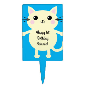 Cat Cute Kitty Kid's Birthday Party Theme Cake Topper