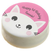 Cat Cute Kitty Kid's Birthday Party Theme Chocolate Covered Oreo (Angled)