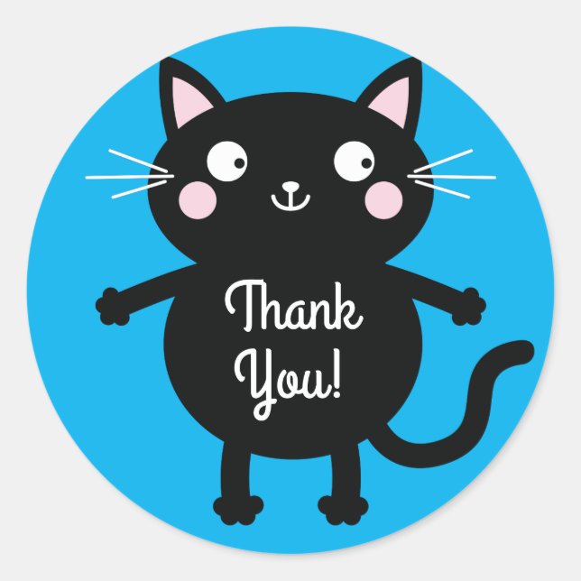 Cat Cute Kitty Kid's Birthday Party Theme Classic Round Sticker (Front)