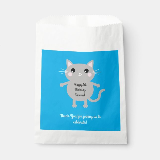 Cat Cute Kitty Kid's Birthday Party Theme Favor Bag (Front)