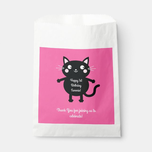 Cat Cute Kitty Kid's Birthday Party Theme Favor Bag (Front)