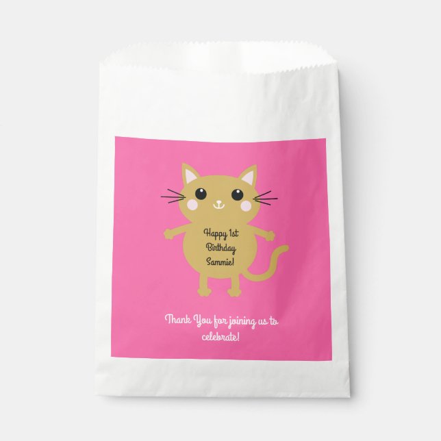 Cat Cute Kitty Kid's Birthday Party Theme Favor Bag (Front)