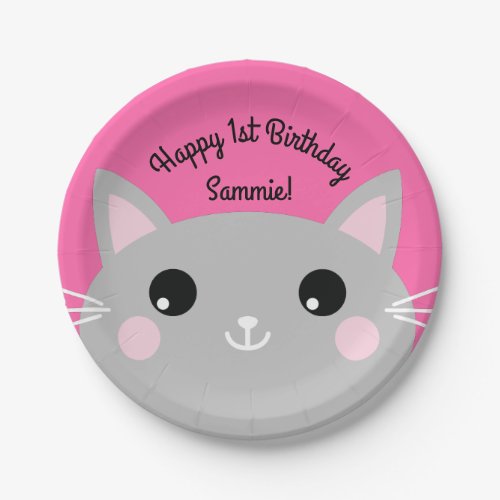 Cat Cute Kitty Kids Birthday Party Theme Paper Plates