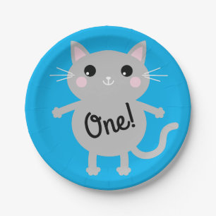 Cat Cute Kitty Kid's Birthday Party Theme Paper Plates