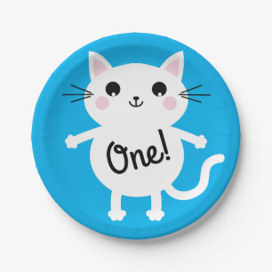 Cat Cute Kitty Kid's Birthday Party Theme Paper Plates