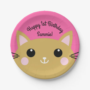 Cat Cute Kitty Kid's Birthday Party Theme Paper Plates