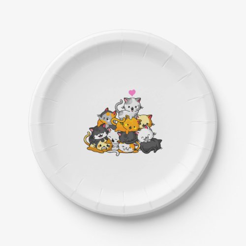 Cat Cute Kitty Pile Cats Anime Kawaii Neko Gift Paper Plates