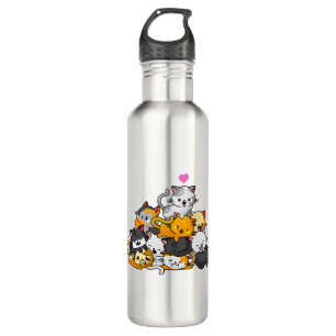 Cat Cute Kitty Pile Cats Anime Kawaii Neko Gift Stainless Steel Water Bottle