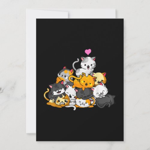 Cat Cute Kitty Pile Cats Anime Kawaii Neko Invitation