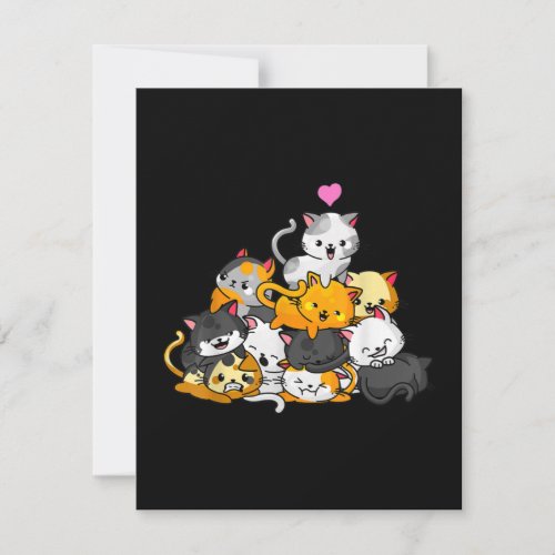 Cat Cute Kitty Pile Cats Anime Kawaii Neko RSVP Card