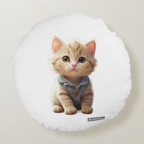 cat_cute pets round pillow