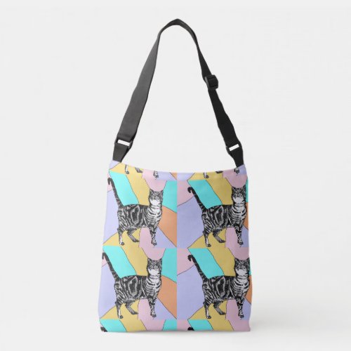 Cat Cute Pink Girls Tabby Pastel Crossbody Bag