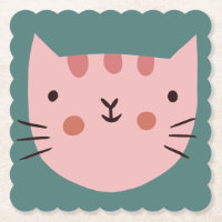 Cat Cute Pinky  Paper Coaster