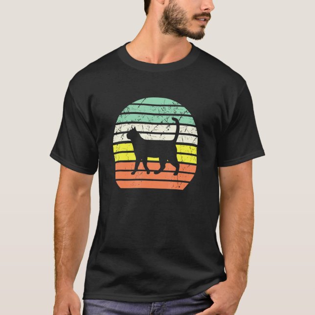 Cat Cute Vintage Sunset T-Shirt (Front)