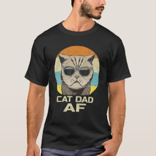 Cat Dad AF Sunglasses Vintage Retro Funny Fathers T-Shirt