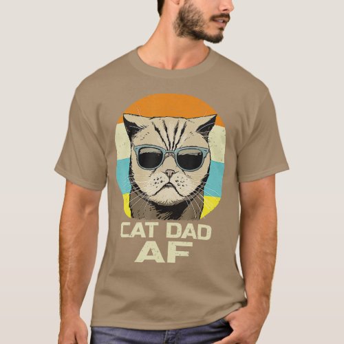 Cat Dad AF Sunglasses Vintage Retro Funny Fathers  T_Shirt