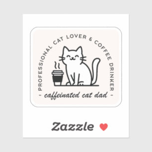 Cat dad and coffee lover funny hipster men sticker