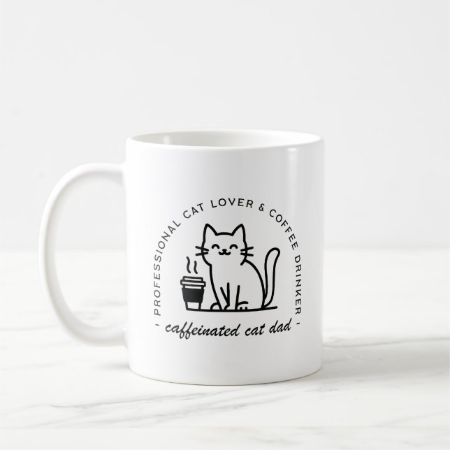 Cat dad and coffee lovers funny hipster men mug (Left)