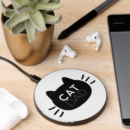Cat Dad Black Cat Face Wireless Charger