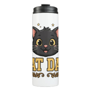 Cat Dad Black Cat Gift Tee Thermal Tumbler