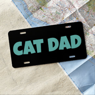 CAT DAD BLACK License Plate
