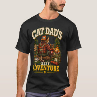 Cat Dad Camping Adventure, Outdoor Hiking Feline T-Shirt