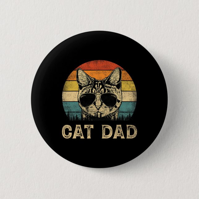 Cat Dad Cat Lovers Daddy Father's Day  Button (Front)